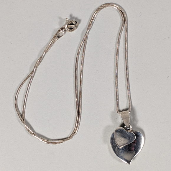 HEARTS Double Love 925 Sterling Silver Necklace - Picture 5 of 8